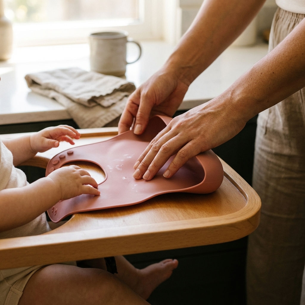 Bavoir en silicone (rose) – Image 3