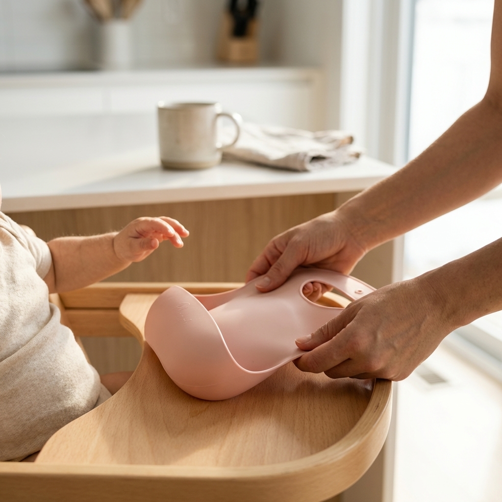 Bavoir en silicone (rose pale) – Image 3