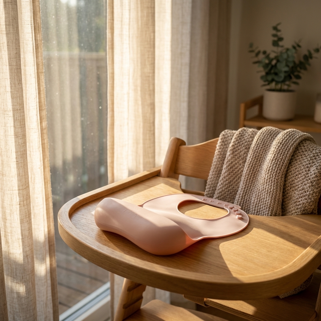 Bavoir en silicone (rose pale) – Image 2