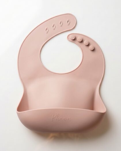 Bavoir en silicone (rose pale) - vaisselle bebe en silicone Phaam