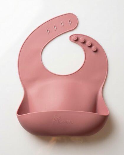 Bavoir en silicone (rose) - vaisselle bebe en silicone Phaam