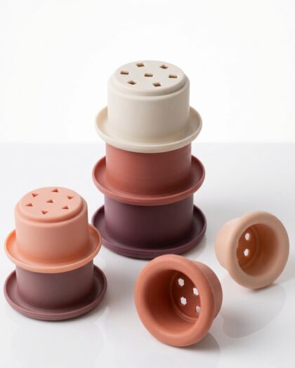 Jeu montessori stacking cups - vaisselle bebe en silicone Phaam