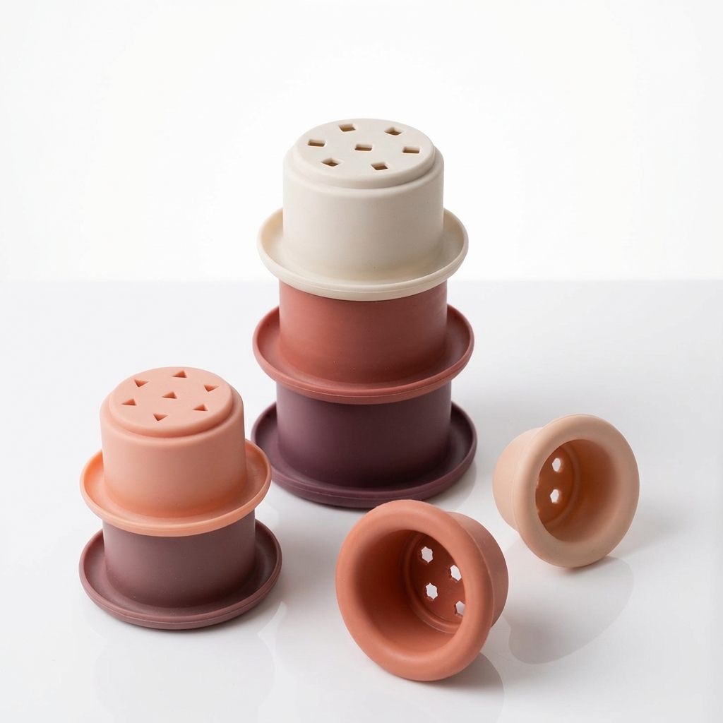 Jeu montessori stacking cups - vaisselle bebe en silicone Phaam