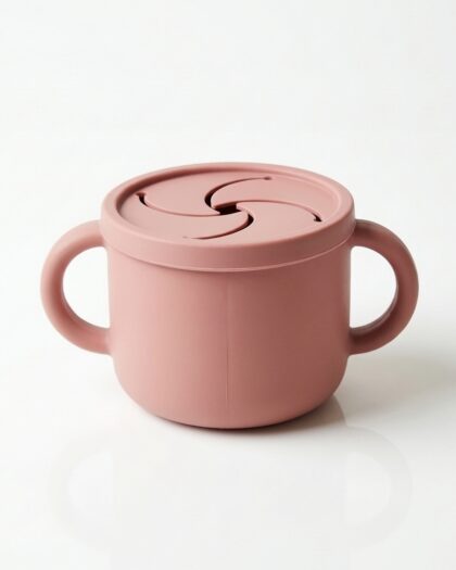 Snack cup en silicone (rose) - vaisselle bebe en silicone Phaam